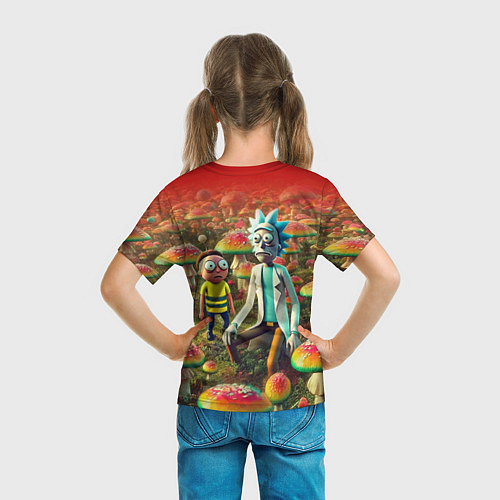 Детская футболка Рик и Морти заблудились в мухоморном поле / 3D-принт – фото 6