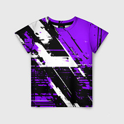 Футболка детская Diagonal black and white stripes on a purple backg, цвет: 3D-принт