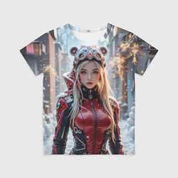 Футболка детская Девушка в кибер костюме, цвет: 3D-принт