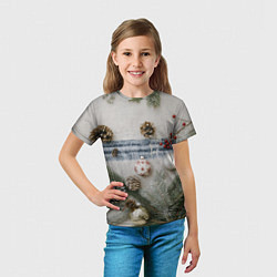 Футболка детская Новогодние украшения, цвет: 3D-принт — фото 2