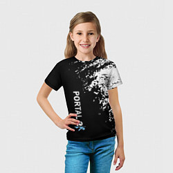 Футболка детская Portal краски черно белый, цвет: 3D-принт — фото 2