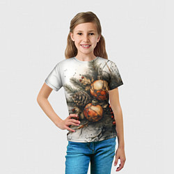 Футболка детская Новогодние игрушки и шишки, цвет: 3D-принт — фото 2