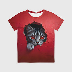 Футболка детская Выглядывающий котик, цвет: 3D-принт