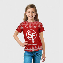 Футболка детская Новогодний Sally Face с оленями, цвет: 3D-принт — фото 2