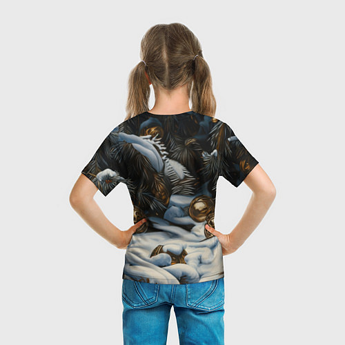 Детская футболка Новогодний кролик под елкой / 3D-принт – фото 6