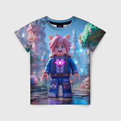 Футболка детская Roblox pink hair, цвет: 3D-принт