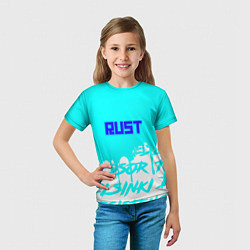 Футболка детская Rust надписи краски, цвет: 3D-принт — фото 2