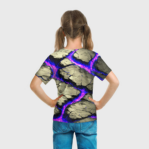 Детская футболка Треснувший камень фиолетовый / 3D-принт – фото 6