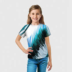 Футболка детская Чёрно-синие острые полосы на белом фоне, цвет: 3D-принт — фото 2