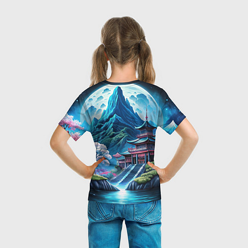 Детская футболка Пейзаж Японии и горы / 3D-принт – фото 6