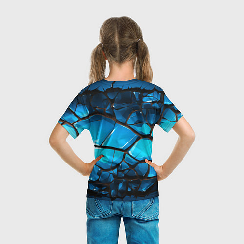 Детская футболка Синяя текстура объемных плит / 3D-принт – фото 6