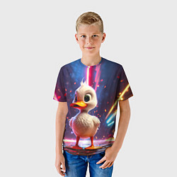 Футболка детская Уточка в неоне, цвет: 3D-принт — фото 2
