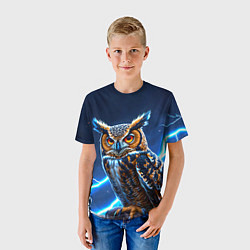 Футболка детская Сова и разряды молний, цвет: 3D-принт — фото 2