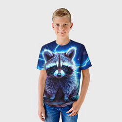 Футболка детская Енот в разрядах молний, цвет: 3D-принт — фото 2