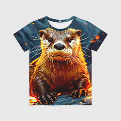 Футболка детская Выдра в огне, цвет: 3D-принт