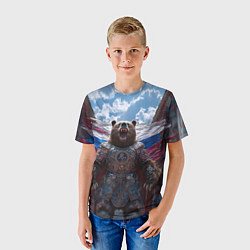 Футболка детская Военный медведь в доспехах, цвет: 3D-принт — фото 2