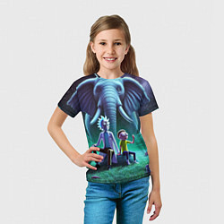 Футболка детская Рик и Морти - портрет на фоне слона, цвет: 3D-принт — фото 2