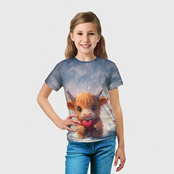 Футболка детская Влюблённый теленок, цвет: 3D-принт — фото 2