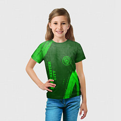 Футболка детская Manchester City - green gradient вертикально, цвет: 3D-принт — фото 2