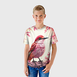 Футболка детская Кукушка в розовых цветах, цвет: 3D-принт — фото 2