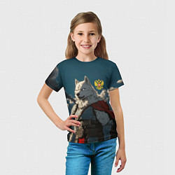Футболка детская Волк русский воин, цвет: 3D-принт — фото 2