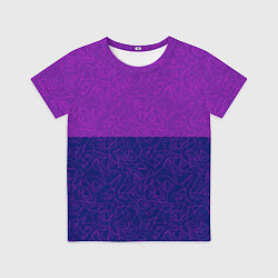 Футболка детская Фиолетовый синий узор с абстрактными линиями, цвет: 3D-принт