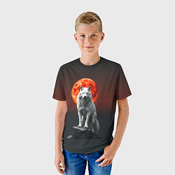 Футболка детская Белый волк в ночи, цвет: 3D-принт — фото 2