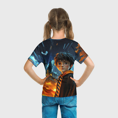 Детская футболка Гарри Поттер на фоне огня / 3D-принт – фото 6