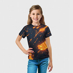 Футболка детская Оранжевая краска в движении, цвет: 3D-принт — фото 2