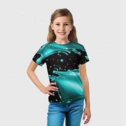 Футболка детская Разрыв голубой краски, цвет: 3D-принт — фото 2