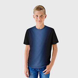 Футболка детская Чёрно-синий градиент по центру текстура, цвет: 3D-принт — фото 2