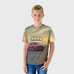 Футболка детская Audi RS 7 на закате солнца, цвет: 3D-принт — фото 2