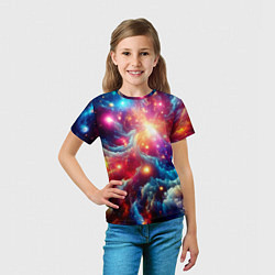 Футболка детская Colorfull neon space clouds - ai art fantasy, цвет: 3D-принт — фото 2