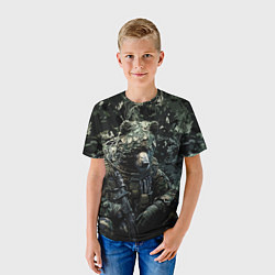 Футболка детская Медведь снайпер в лиственном камуфляже, цвет: 3D-принт — фото 2