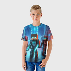 Футболка детская Minecraft - ai art neon glow, цвет: 3D-принт — фото 2
