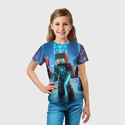 Футболка детская Minecraft - ai art neon glow, цвет: 3D-принт — фото 2