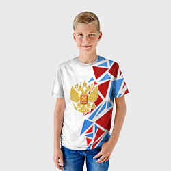 Футболка детская Герб России - фрагментация цветов, цвет: 3D-принт — фото 2