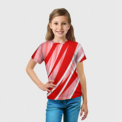 Футболка детская Красно-белый абстракция с полосами, цвет: 3D-принт — фото 2