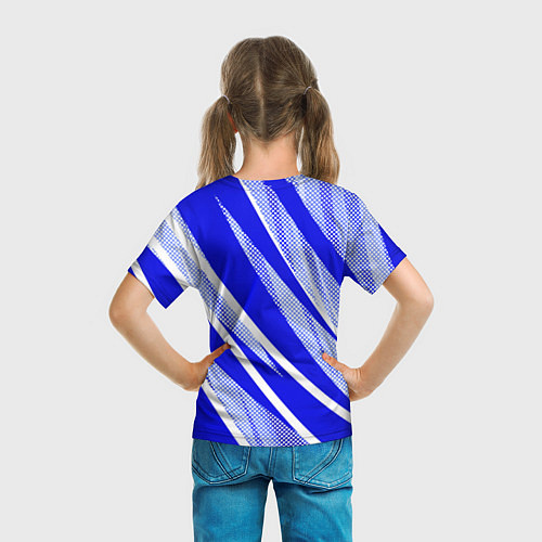 Детская футболка Абстрактный синий полосатый / 3D-принт – фото 6
