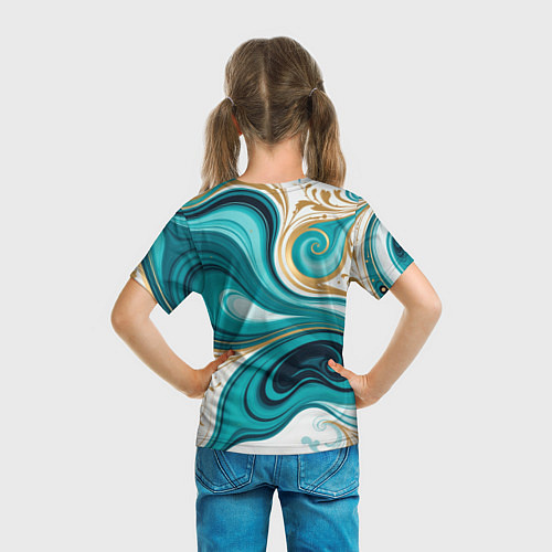Детская футболка Бирюза и золото / 3D-принт – фото 6