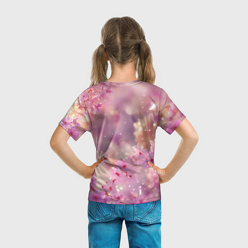 Детская футболка Белая сова и розовые цветы / 3D-принт – фото 6