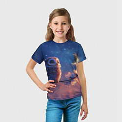 Футболка детская Сова на фоне ночного неба, цвет: 3D-принт — фото 2