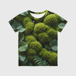 Футболка детская Зеленый мох и листья, цвет: 3D-принт