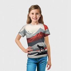 Футболка детская Лиса и красные горы, цвет: 3D-принт — фото 2