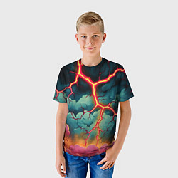 Футболка детская Молнии в виде разлома, цвет: 3D-принт — фото 2