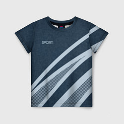 Футболка детская Sport синий текстурный с полосами, цвет: 3D-принт