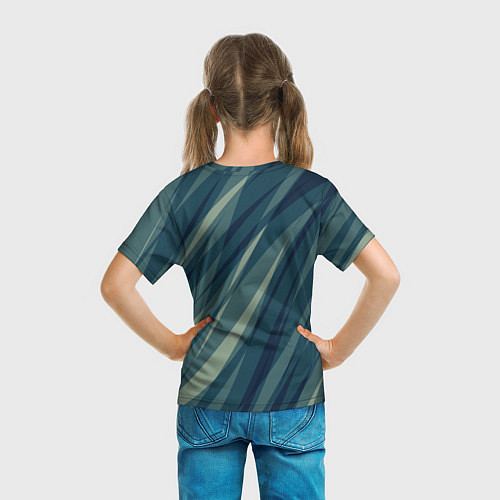 Детская футболка Зеленовато-синий полосы / 3D-принт – фото 6
