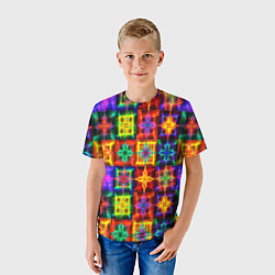 Футболка детская Неоновое стекло абстракция, цвет: 3D-принт — фото 2