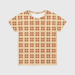 Футболка детская Светлый коричневый простая клетка, цвет: 3D-принт
