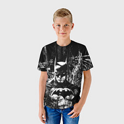 Футболка детская Бэтмен черно-белый стиль, цвет: 3D-принт — фото 2